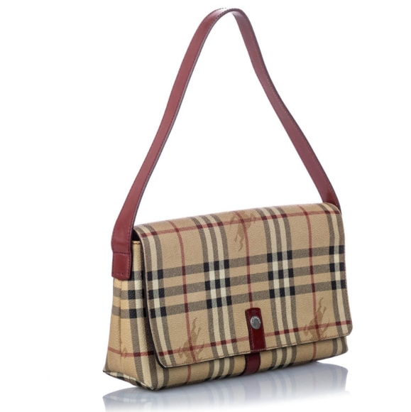 Burberry: Haymarket Nova Check PVC Baguette Shoulder Bag - Picture 3 of 16